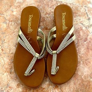Italian tan leather sandals. Worn once. Great condition.  Perfect for summer.